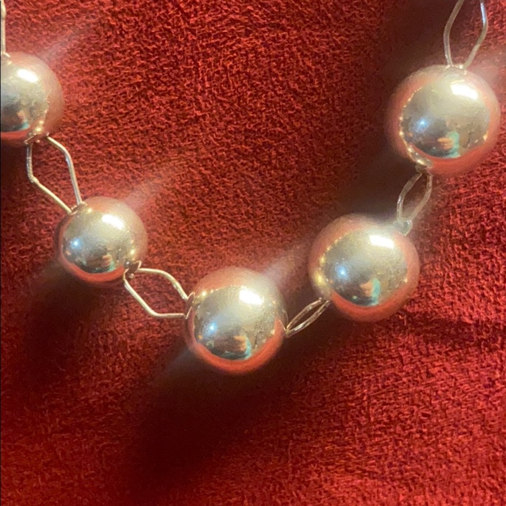 Big Sterling 925 Bead Statement Necklace 20” - Picture 4 of 8